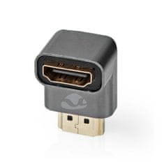 Nedis Adapter HDMI | HDMI moški / HDMI priključek | HDMI ženski / HDMI izhod | Pozlačeno | Pod kotom 90° | Aluminij | Siva s kovino | 1 kos | Karton s pokritim okencem 