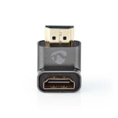 Nedis Adapter HDMI | HDMI moški / HDMI priključek | HDMI ženski / HDMI izhod | Pozlačeno | Pod kotom 90° | Aluminij | Siva s kovino | 1 kos | Karton s pokritim okencem 