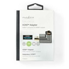 Nedis Adapter HDMI | HDMI moški / HDMI priključek | HDMI ženski / HDMI izhod | Pozlačeno | Pod kotom 90° | Aluminij | Siva s kovino | 1 kos | Karton s pokritim okencem 