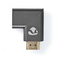Nedis Adapter HDMI | HDMI moški / HDMI priključek | HDMI ženski / HDMI izhod | Pozlačeno | Kotno levo | Aluminij | Siva s kovino | 1 kos | Karton s pokritim okencem 