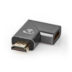 Nedis Adapter HDMI | HDMI moški / HDMI priključek | HDMI ženski / HDMI izhod | Pozlačeno | Kotno desno | Aluminij | Siva s kovino | 1 kos | Karton s pokritim okencem 