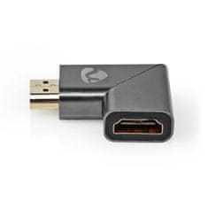 Nedis Adapter HDMI | HDMI moški / HDMI priključek | HDMI ženski / HDMI izhod | Pozlačeno | Kotno desno | Aluminij | Siva s kovino | 1 kos | Karton s pokritim okencem 