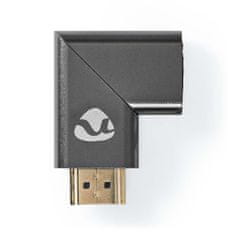 Nedis Adapter HDMI | HDMI moški / HDMI priključek | HDMI ženski / HDMI izhod | Pozlačeno | Kotno desno | Aluminij | Siva s kovino | 1 kos | Karton s pokritim okencem 