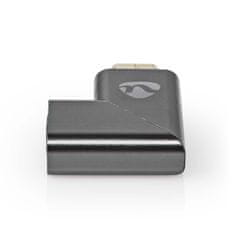 Nedis Adapter HDMI | HDMI moški / HDMI priključek | HDMI ženski / HDMI izhod | Pozlačeno | Kotno desno | Aluminij | Siva s kovino | 1 kos | Karton s pokritim okencem 