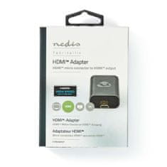 Nedis Adapter HDMI | HDMI moški / HDMI mikro priključek | HDMI ženski / HDMI izhod | Pozlačeno | Naravnost | Aluminij | Siva s kovino | 1 kos | Karton s pokritim okencem 