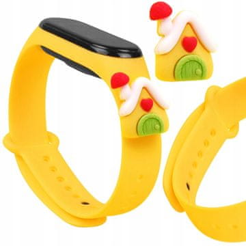 HURTEL Božični silikonski zapestni pašček za Xiaomi Mi Band 6 / Mi Band 5, rumene barve (house)