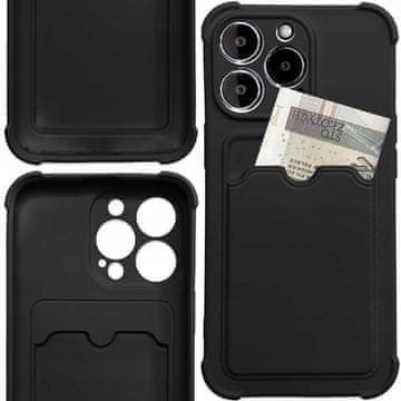 HURTEL Ovitek Card Armor za Samsung Galaxy A22 4G, denarnica s kartico, silikonski ovitek Armor, zračna blazina, črne barve