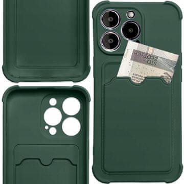 HURTEL Ovitek Card Armor za Samsung Galaxy A22 4G, denarnica s kartico, silikonski ovitek Armor, zračna blazina, zelen