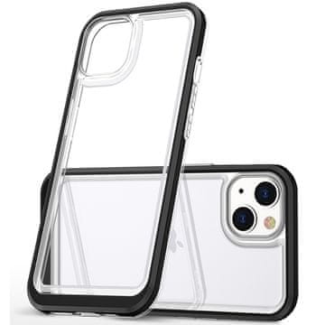 HURTEL Prozoren silikonski ovitek 3 v 1 za iPhone 14 z okvirjem črne barve