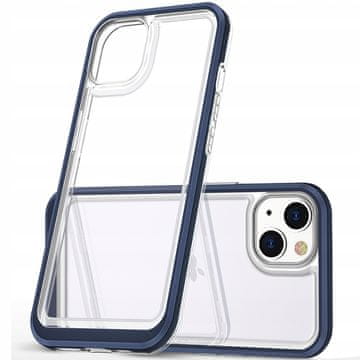 HURTEL Prozoren silikonski ovitek 3 v 1 za iPhone 14 z modrim okvirjem