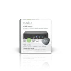 Nedis HDMI stikalo | 3-vratna vrata | 1x USB-C / 2x HDMI vhod | 1x HDMI izhod | 4K@60Hz | 18,0 Gbps | Kovina | antracit 