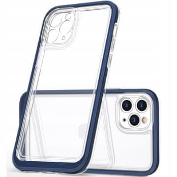 HURTEL Prozoren 3v1 ovitek za iPhone 11 Pro Max z gel ovitek in okvirjem modre barve