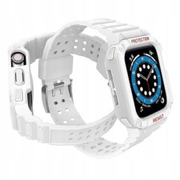 HURTEL Zaščitni pašček z etuijem za Apple Watch 7 / 6 / 5 / 4 / 3 / 2 / SE (45 / 44 / 42 mm) ovitek in oklep za uro, bel