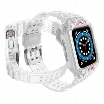 HURTEL Zaščitni pašček z etuijem za Apple Watch 7 / 6 / 5 / 4 / 3 / 2 / SE (45 / 44 / 42 mm) oklepni ovitek za uro, prozoren