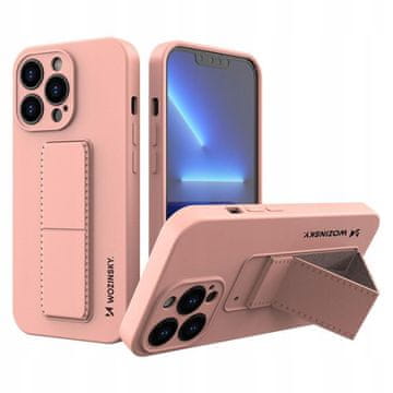 WOZINSKY Silikonski ovitek Wozinsky Kickstand za iPhone 13 mini s stojalom, roza