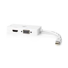 Nedis Adapter Displayport | Mini DisplayPort moški | DVI-D 24+1-pin ženski / HDMI ženski / VGA ženski 15p | 4K@60Hz | Ponikljano | Preklopljiv | 0,20 m | Okrogla | ABS | ABS | Bela | Škatla 