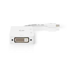 Nedis Adapter Displayport | Mini DisplayPort moški | DVI-D 24+1-pin ženski / HDMI ženski / VGA ženski 15p | 4K@60Hz | Ponikljano | Preklopljiv | 0,20 m | Okrogla | ABS | ABS | Bela | Škatla 