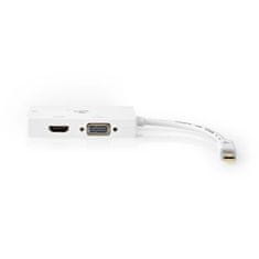 Nedis Adapter Displayport | Mini DisplayPort moški | DVI-D 24+1-pin ženski / HDMI ženski / VGA ženski 15p | 4K@60Hz | Ponikljano | Preklopljiv | 0,20 m | Okrogla | ABS | ABS | Bela | Škatla 