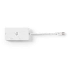 Nedis Adapter Displayport | Mini DisplayPort moški | DVI-D 24+1-pin ženski / HDMI ženski / VGA ženski 15p | 4K@60Hz | Ponikljano | Preklopljiv | 0,20 m | Okrogla | ABS | ABS | Bela | Škatla 
