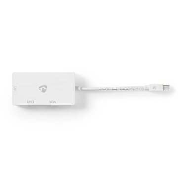 Nedis Adapter Displayport | Mini DisplayPort moški | DVI-D 24+1-pin ženski / HDMI ženski / VGA ženski 15p | 4K@60Hz | Ponikljano | Preklopljiv | 0,20 m | Okrogla | ABS | ABS | Bela | Škatla