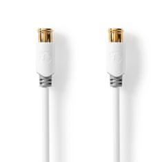 Nedis F Quick - F Quick Cables | F Moški Quick | F Moški Quick | Pozlačeno | 75 ohmov | Dvojno zaščiten | 5,00 m | Okrogla | PVC | Bela | Kartonska škatla z okencem 