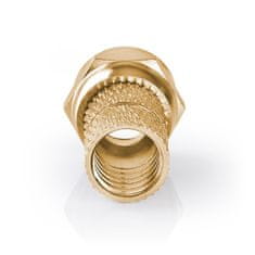 Nedis F-konektor | Naravnost | Moški | Pozlačeno | 75 ohmov | Twist-On | Premer vhodnega kabla: 5,5 mm | Baker | Kovina | 2 kos. | Karton z okencem 