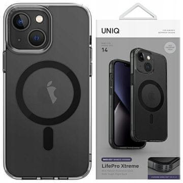 UNIQ Ovitek UNIQ LifePro Xtreme za iPhone 14 / 15 / 13 6.1 Magclick Charging črn/dimljen led