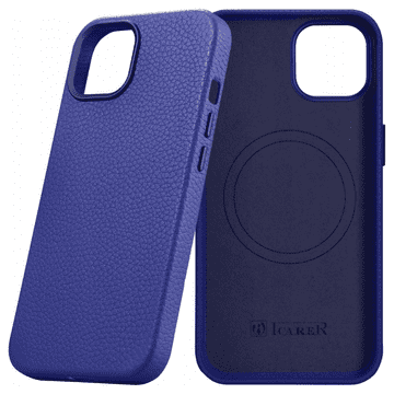 iCARER Litchi Premium usnjen ovitek za iPhone 14 Plus magnetni usnjen ovitek z MagSafe temno modre barve (WMI14220711-DB)