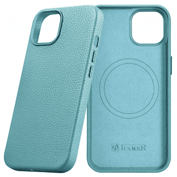 iCARER Litchi Premium usnjen ovitek za iPhone 14 Plus magnetni usnjen ovitek z MagSafe zelene barve (WMI14220711-GN)