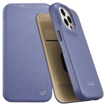 iCARER CE Premium usnjen ovitek Folio za iPhone 14 Plus MagSafe magnetni preklopni ovitek svetlo vijoličen (WMI14220715-LP)