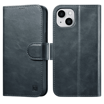 iCARER ovitek za denarnico z oljem in voskom 2 v 1 za iPhone 14 Plus, usnjen preklopni ovitek z zaščito pred RFID, moder (WMI14220723-BU)