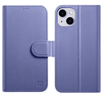 iCARER denarnica 2v1 za iPhone 14 Pro usnjena preklopna torbica z zaščito pred RFID svetlo vijolična (WMI14220726-LP)