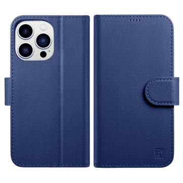 iCARER denarnica 2v1 za iPhone 14 Plus usnjena preklopna torbica z zaščito pred RFID modra (WMI14220727-BU)