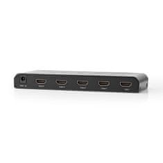 Nedis HDMI razdelilnik | Vrata s 4 vrati | HDMI vklopljen | 4x HDMI izhod | 4K@60Hz | 18 Gbps | Metall | Antracit 