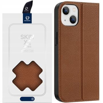 Dux Ducis Ovitek Dux Ducis Skin X2 za iPhone 14 Plus z magnetnim zavihkom rjave barve