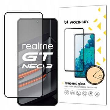 WOZINSKY Wozinsky Super Durable Full Glue kaljeno steklo zaščitno folijo za zaslon z okvirjem, primerno za Realme GT Neo 3, črne barve