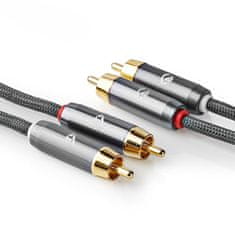 Nedis Stereo avdio kabel | 2x RCA moški | 2x RCA moški | Pozlačeno | 2,00 m | Okrogla | Siva / siva s kovino | Škatla s pokritim oknom 
