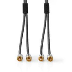 Nedis Stereo avdio kabel | 2x RCA moški | 2x RCA moški | Pozlačeno | 2,00 m | Okrogla | Siva / siva s kovino | Škatla s pokritim oknom 