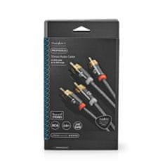 Nedis Stereo avdio kabel | 2x RCA moški | 2x RCA moški | Pozlačeno | 2,00 m | Okrogla | Siva / siva s kovino | Škatla s pokritim oknom 