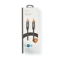 Nedis subwoofer kabel | RCA moški | RCA moški | Pozlačeno | 5,00 m | Okrogla | 4,5 mm | Antracit/siva s kovino | Zaklepanje 