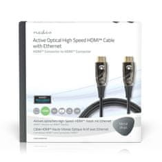 Nedis Aktivni optični visokohitrostni kabel HDMI z ethernetom | Priključek HDMI | Priključek HDMI | 4K@60Hz | 18 Gbps | 10,0 m | Okrogla | PVC | Črna | Darilna škatla 