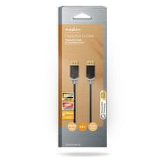 Nedis Displayport kabel | DisplayPort moški | DisplayPort moški | 8K@60Hz | Pozlačeno | 2,00 m | Okrogla | PVC | Antracit / siva | Škatla 