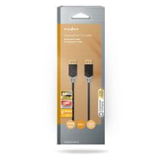 Nedis Displayport kabel | DisplayPort moški | DisplayPort moški | 8K@60Hz | Pozlačeno | 3,00 m | Okrogla | PVC | Antracit / siva | Škatla 