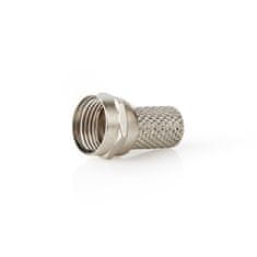 Nedis F-konektor | Naravnost | Moški | Ponikljano | 75 ohmov | Twist-On | Premer vhodnega kabla: 7,4 mm | Cinkova zlitina | Srebro | 25 kosov. | Plastična vrečka 
