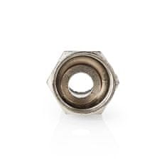 Nedis F-konektor | Naravnost | Moški | Ponikljano | 75 ohmov | Twist-On | Premer vhodnega kabla: 7,4 mm | Cinkova zlitina | Srebro | 25 kosov. | Plastična vrečka 