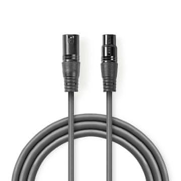 Nedis Adapterski kabel DMX | XLR 3-polni moški | XLR 3-polni ženski | Ponikljano | 15,0 m | Okrogla | PVC | Temno siva | Darilna škatla