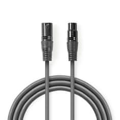 Nedis Adapterski kabel DMX | XLR 3-polni moški | XLR 3-polni ženski | Ponikljano | 0,50 m | Okrogla | PVC | Temno siva | Kartonski tulec 