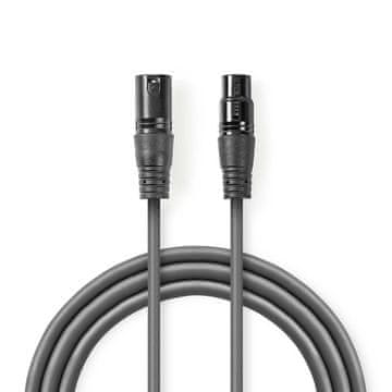 Nedis Adapterski kabel DMX | XLR 3-polni moški | XLR 3-polni ženski | Ponikljano | 0,50 m | Okrogla | PVC | Temno siva | Kartonski tulec