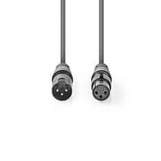 Nedis Adapterski kabel DMX | XLR 3-polni moški | XLR 3-polni ženski | Ponikljano | 1,50 m | Okrogla | PVC | Temno siva | Kartonski tulec 