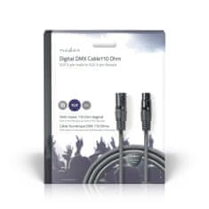 Nedis Adapterski kabel DMX | XLR 3-polni moški | XLR 3-polni ženski | Ponikljano | 15,0 m | Okrogla | PVC | Temno siva | Darilna škatla 